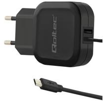 Qoltec Charger Adapter USB x2 / Micro USB / Euro plug Black 1m