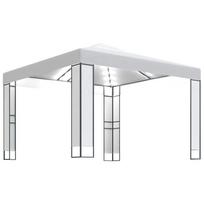 Pavėsinė su lemputėmis ir dvigubu stogu, baltos spalvos, 3x3m