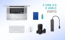 usb c ilgintuvas - I-TEC USB-C Metal HUB 2xUSB 3.0 2xUSB-C | C31HUBMETAL2A2C - 6 nuotrauka