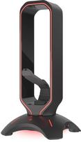 peles laidas - Ausinių stovas su pelės laido laikikliu Genesis Vanad 500 RGB, su pašvietimu, su USB šakotuvu, Juodas - 1 nuotrauka
