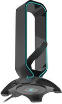 peles laidas - Ausinių stovas su pelės laido laikikliu Genesis Vanad 500 RGB, su pašvietimu, su USB šakotuvu, Juodas - 5 nuotrauka