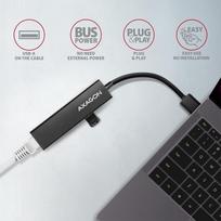 lan sakotuvas - AXAGON HMA-GL3A 3x USB-A + GLAN, USB3.2 Gen 1 hub, metal, 20cm USB-A cable - 4 nuotrauka