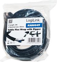 kabeliu detuve - LogiLink Cable Sleeve w/ Zipper 35mm 2m Black - 7 nuotrauka