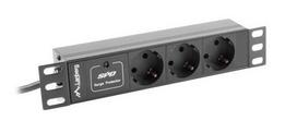 Lanberg Surge Protector Rack PDU 10" 1U 16A 3x Schuko 2m Black