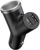 cigarette lighter socket - Baseus Y Type Dual USB Car Charger   Cigarette Lighter Extended Black - 1 nuotrauka