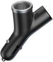 cigarette lighter socket - Baseus Y Type Dual USB Car Charger   Cigarette Lighter Extended Black - 4 nuotrauka