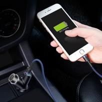 cigarette lighter socket - Baseus Y Type Dual USB Car Charger   Cigarette Lighter Extended Black - 7 nuotrauka