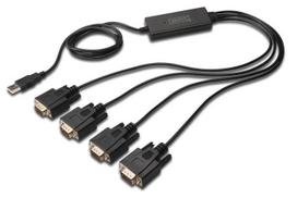 usb adapteris rs232 - Digitus Cable USB 2.0 to RS232 x4  Black - 1 nuotrauka