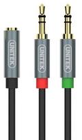 2x 3.5 mm - Unitek Cable 3.5mm x 2 / 3.5mm Black 0.2m - 2 nuotrauka