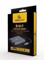 hdmi type c laidas - GEMBIRD Multi Port Adapter USB Type C | A-CM-COMBO6-01 - 1 nuotrauka