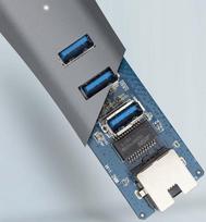 lan sakotuvas - AXAGON HMA-GL3AP 3x USB-A + GLAN, USB3.2 Gen 1 hub, metal, micro USB power, 20cm USB-A cable - 4 nuotrauka