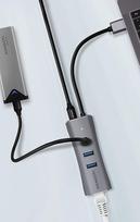 lan sakotuvas - AXAGON HMA-GL3AP 3x USB-A + GLAN, USB3.2 Gen 1 hub, metal, micro USB power, 20cm USB-A cable - 5 nuotrauka