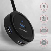micro usb hub - AXAGON HUE-P1A 4x USB3.2 Gen 1 ROUND hub, micro USB power IN, 30cm USB-A cable - 3 nuotrauka