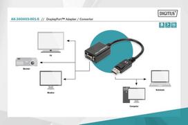 displayport dp dp - Maclean Adapter DisplayPort/D-SUB Black - 6 nuotrauka