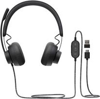usb c laidines ausines - Logitech Zone Wired Black (Juodos) - 1 nuotrauka