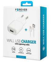 pakrovejas lightning - Forever TC-01 USB Wall Charger + Apple Lightning Cable 1.2m White - 2 nuotrauka