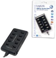 2 usb power adapteris - LogiLink - 10-Port USB 2.0 Hub With Switch - 2 nuotrauka
