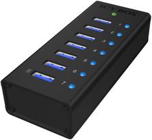 hub - ICY BOX IB-AC618 7x Port USB 3.0 Hub with USB Charge Port Black - 1 nuotrauka