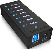 hub - ICY BOX IB-AC618 7x Port USB 3.0 Hub with USB Charge Port Black - 2 nuotrauka