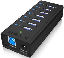 hub - ICY BOX IB-AC618 7x Port USB 3.0 Hub with USB Charge Port Black - 3 nuotrauka