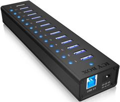 icy box - ICY BOX IB-AC6113 13x Port USB 3.0 Hub with USB Charge Port Black - 3 nuotrauka