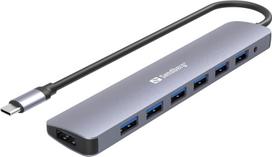 usb 3 a to usb a - SANDBERG USB-C to 7 x USB 3.0 Hub - 1 nuotrauka