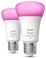 Philips Hue, įvairių spalvų, E27, 9 W, 806 - 1100 lm, 2 vnt.