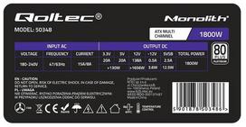 psu 800w - Qoltec Zasilacz ATX 1800W | 80 Plus Platinium - 4 nuotrauka