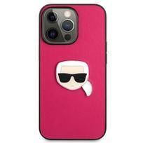 iphone 13 telefono deklas karl lagerfeld - Karl Lagerfeld Karl`s Head Metal for iPhone 13 Pro / 13, apple iphone 13 pro/apple iphone 13, juoda/rožinė - 3 nuotrauka