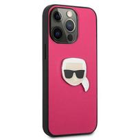 iphone 13 telefono deklas karl lagerfeld - Karl Lagerfeld Karl`s Head Metal for iPhone 13 Pro / 13, apple iphone 13 pro/apple iphone 13, juoda/rožinė - 4 nuotrauka
