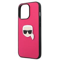 iphone 13 telefono deklas karl lagerfeld - Karl Lagerfeld Karl`s Head Metal for iPhone 13 Pro / 13, apple iphone 13 pro/apple iphone 13, juoda/rožinė - 6 nuotrauka