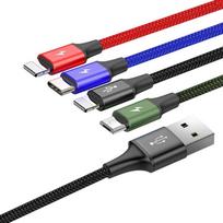 baseus usb type c laidas 2m - Baseus Nylon USB To 2x Lightning/USB Type-C/Micro USB Cable 1.2m Black - 2 nuotrauka