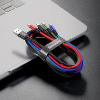 baseus usb type c laidas 2m - Baseus Nylon USB To 2x Lightning/USB Type-C/Micro USB Cable 1.2m Black - 4 nuotrauka