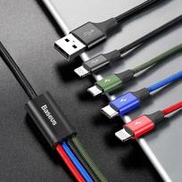 baseus usb type c laidas 2m - Baseus Nylon USB To 2x Lightning/USB Type-C/Micro USB Cable 1.2m Black - 5 nuotrauka