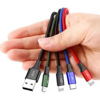baseus usb type c laidas 2m - Baseus Nylon USB To 2x Lightning/USB Type-C/Micro USB Cable 1.2m Black - 6 nuotrauka