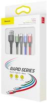 baseus usb type c laidas 2m - Baseus Nylon USB To 2x Lightning/USB Type-C/Micro USB Cable 1.2m Black - 8 nuotrauka
