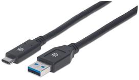 usb c 3 type c 3m - Manhattan USB To USB Type-C Black 3m - 1 nuotrauka