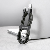 usb type c to usb 2.0 - Baseus Cafule USB To USB Type-C Cable 1m Black/Grey - 9 nuotrauka