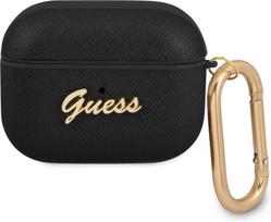 Guess GUAPSASMK Saffiano metal logo Case for Airpods Pro Black