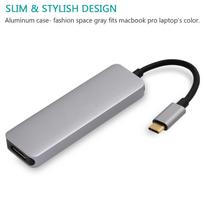 sd korteles skaitytuvas - RoGer USB-C Hub 5in1 USB 3.0 x2 / HDMI / SD card reader / TF card reader - 3 nuotrauka