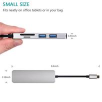 sd korteles skaitytuvas - RoGer USB-C Hub 5in1 USB 3.0 x2 / HDMI / SD card reader / TF card reader - 4 nuotrauka