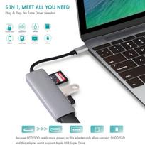 sd korteles skaitytuvas - RoGer USB-C Hub 5in1 USB 3.0 x2 / HDMI / SD card reader / TF card reader - 5 nuotrauka