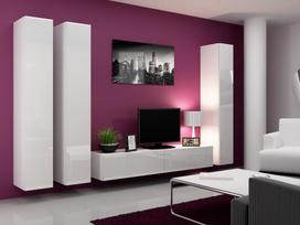40 tv stovas - Cama Meble Vigo 180 TV Stand White/White Gloss - 6 nuotrauka