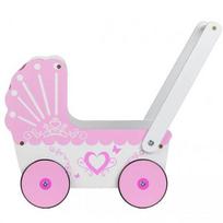 vezimelis stumdukas - EcoToys Wooden Doll Carriage Pink/White - 2 nuotrauka