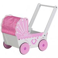 vezimelis stumdukas - EcoToys Wooden Doll Carriage Pink/White - 3 nuotrauka