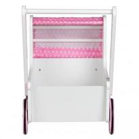 vezimelis stumdukas - EcoToys Wooden Doll Carriage Pink/White - 4 nuotrauka