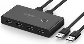 Jungiklis KVM USB 2x4 UGREEN USB 2.0 juodas