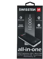 power bank wireless - Swissten All In One 3A / PD / QC 3.0 / Wireless 10W / USB / USB-C / 10000 mAh Black - 3 nuotrauka
