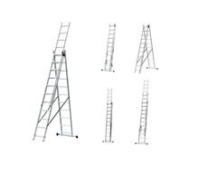 kopecios 3 daliu - Universalios kopėčios Haushalt BL-E311, 3 x 11 pak - 1 nuotrauka