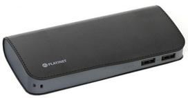 Platinet Luxury Leather Power Bank 15000mAh Black (Juoda)